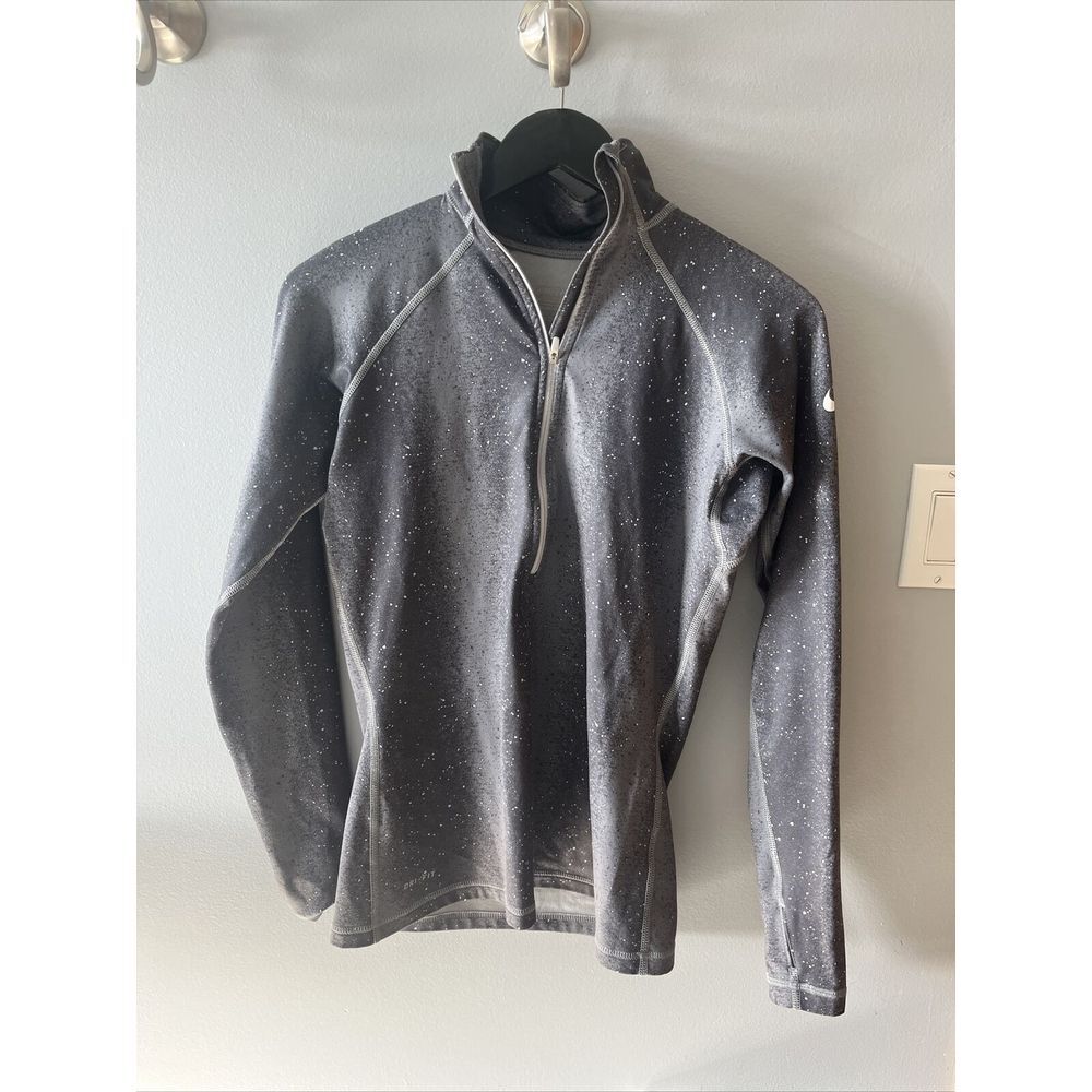 Nike‎ Pro Sweatshirt Womens Size M Activewear Dri-Fit Mock Neck Gray Running
